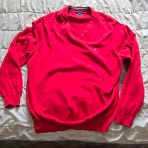 Tommy Hilfiger Red V-Neck Sweater Premium Cotton XXL